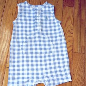 EUC Baby GAP, size 3m-6m, light blue gingham baby boy romper/shorty.